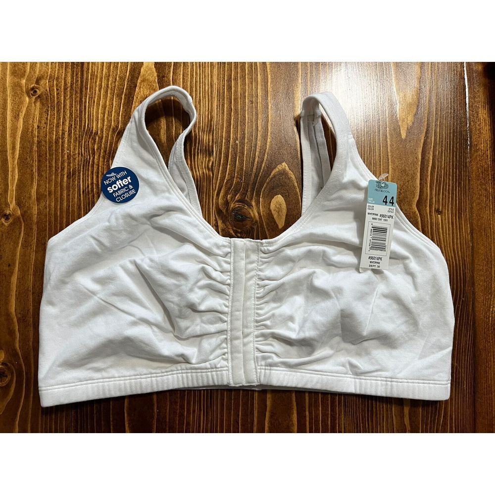 New!‎ Fruit Of The Loom White Sports Bra Cotton Stretch Size 44 vintage 032